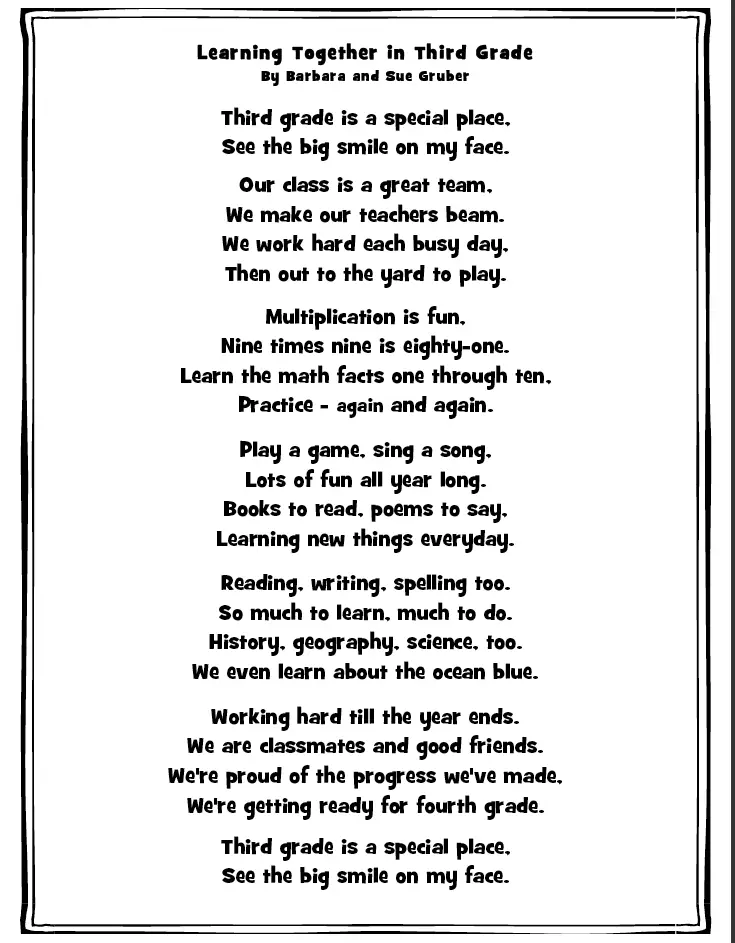 3 grade Poems