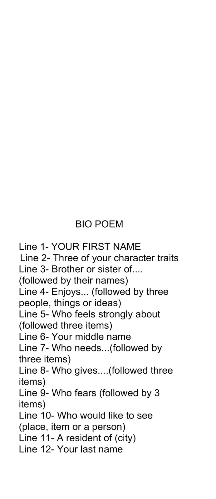 Auto bio poem generator picture