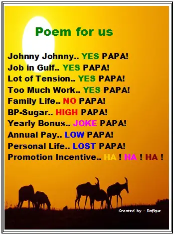 Johny Johny Yes Papa Poem Written