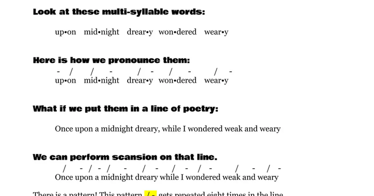 poetic scansion poetic scansion
