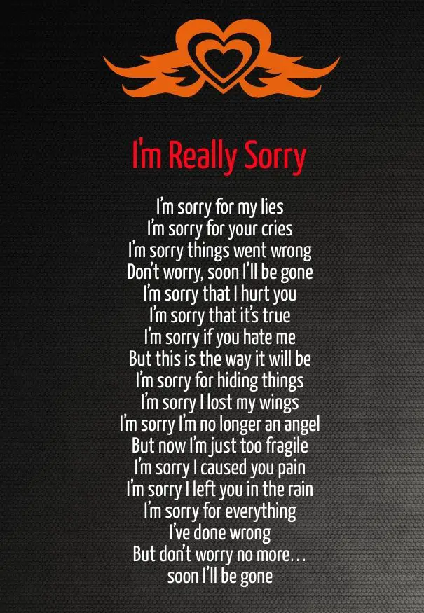 Thing sorry. Im sorry. Apology poem. True sorry. Really sorry for you.