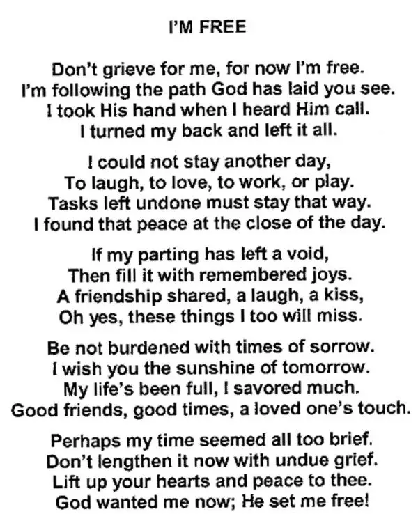 sample obituary poems