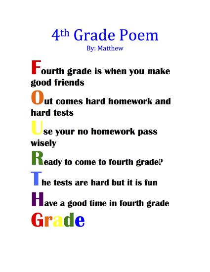 Fourth grade Poems