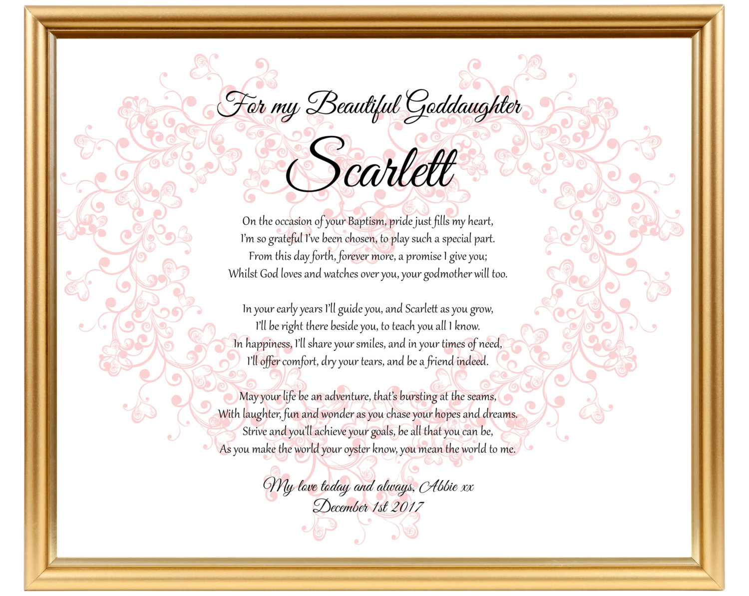 Godparents to Godchild t Goddaughter t