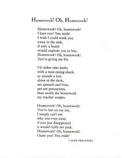 homework funny poem
